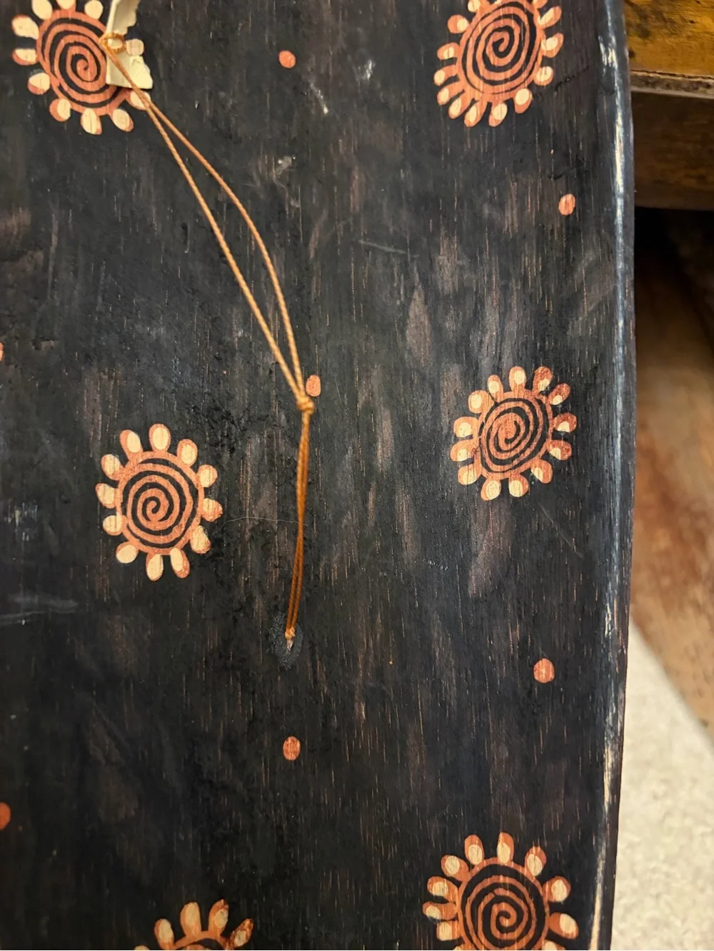 Carved Decorative Tribal Mask in Brown and Orange